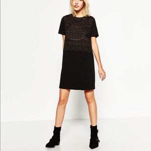 Zara Rubberized Black Dress - Medium